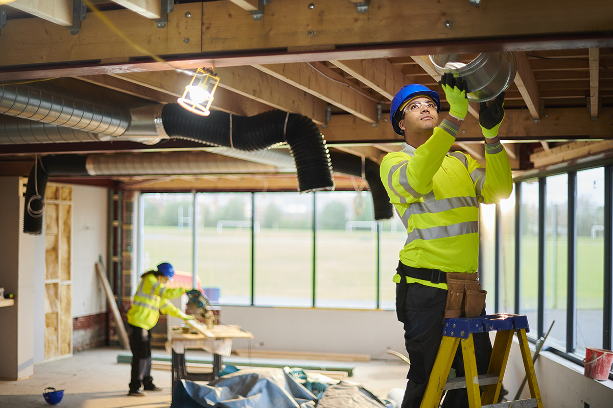 Ductwork and sheet metal installation crew